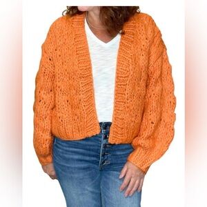 Callahan Orange Chunky Open Front Gigi Cardigan Puffins Bill S Small